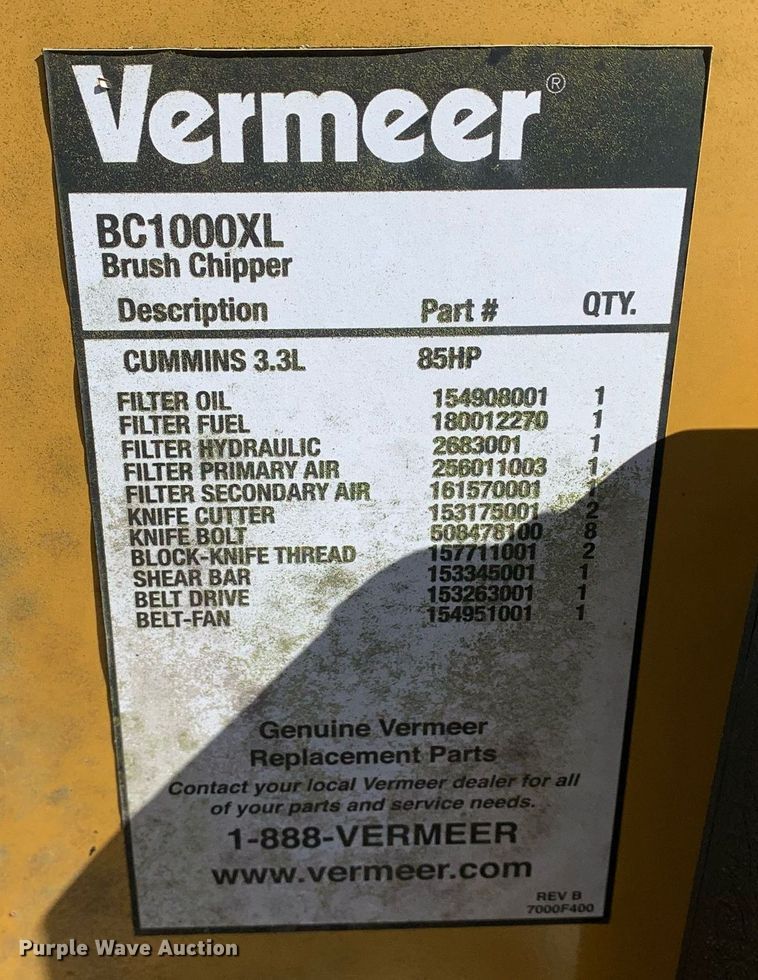 image for item DM7758 2012 Vermeer BC1000XL wood chipper