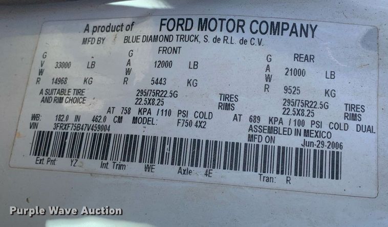 image for item DM7763 2007 Ford F750 Super Duty bucket truck