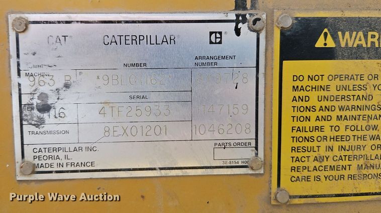 image for item DN7214 1996 Caterpillar  963B track loader