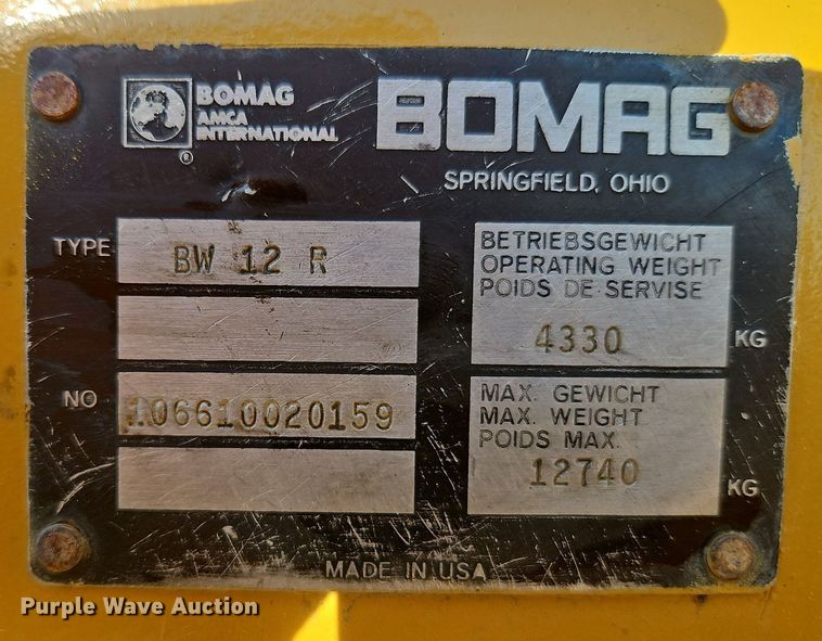 image for item DN7227 1988 Bomag BW12R pneumatic roller