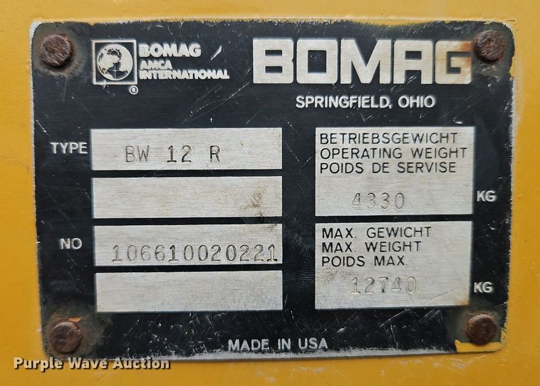 image for item DN7231 1989 Bomag BW12R pneumatic roller