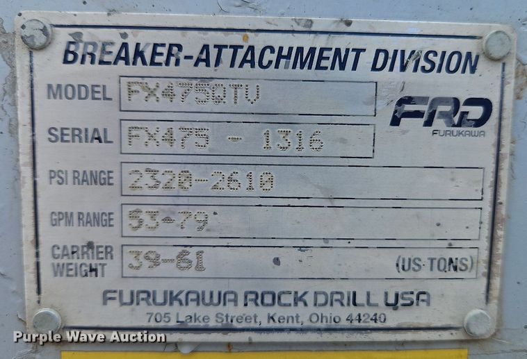 image for item DN7232 Furukawa Rock Drill FX475QTV breaker