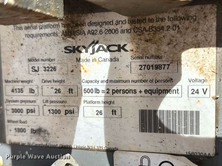 image for item DN7678 2014 Skyjack  SJIII 3226 scissor lift