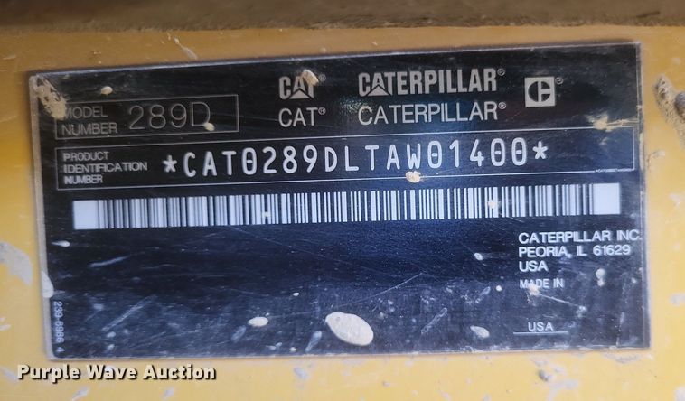 image for item DO4829 2014 Caterpillar 289D tracked skid steer loader