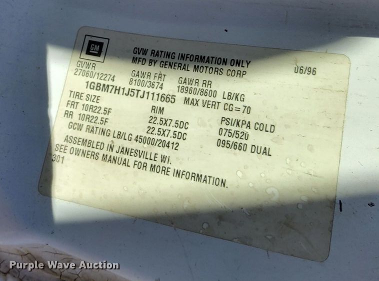 image for item DQ5986 1996 Chevrolet Kodiak  utility / service truck