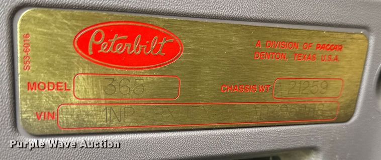 image for item DQ6360 2010 Peterbilt  365  dump truck