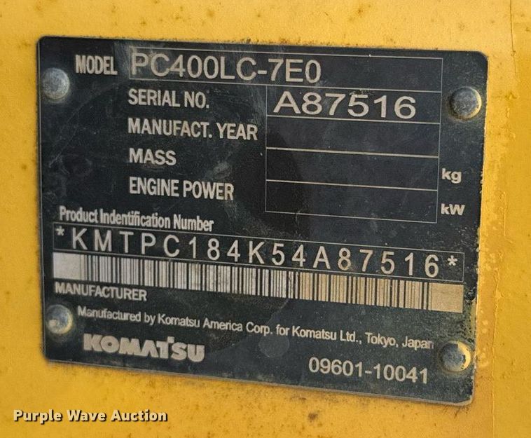 image for item DQ6744 2007 Komatsu  PC400LC excavator