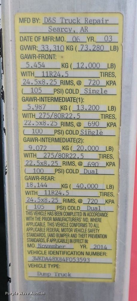 image for item DR7866 2004 Kenworth T800 dump truck