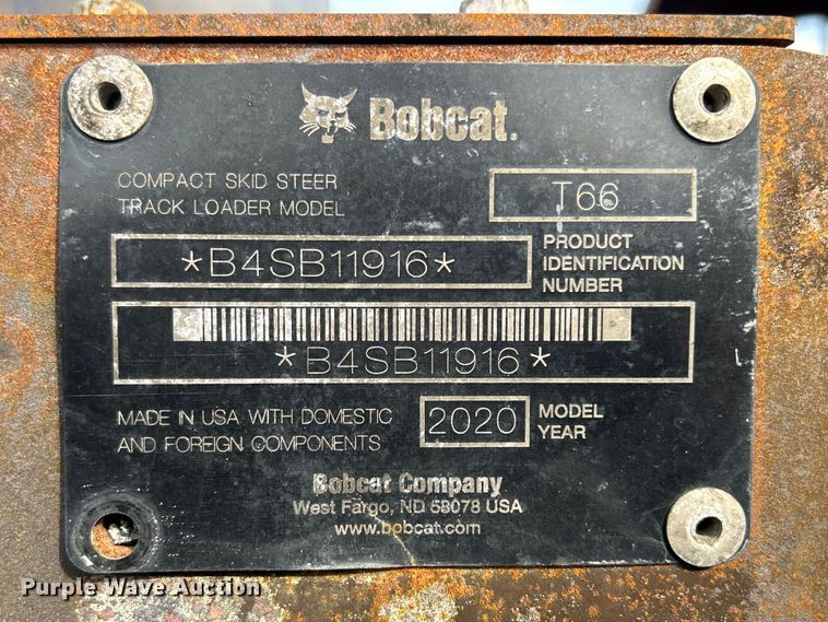 image for item DS0828 2020 Bobcat T66 skid steer loader