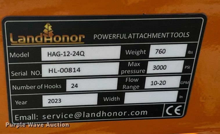 image for item EH6538 2023 LandHonor HAG-12-24Q skid steer bale accumulator grapple
