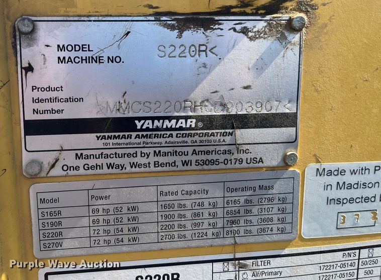 image for item EI0698 Yanmar S220R skid steer loader