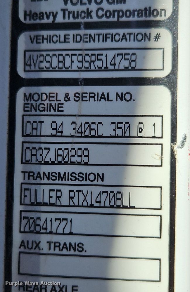 image for item EI3524 1995 Volvo Autocar dump truck