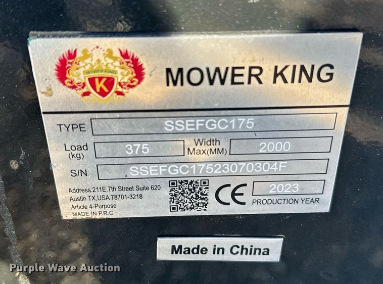 image for item EJ0267 2023 Mower King skid steer flail mower