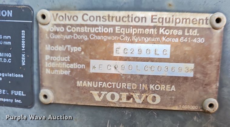 image for item EJ5921 2001 Volvo  EC290LC  excavator