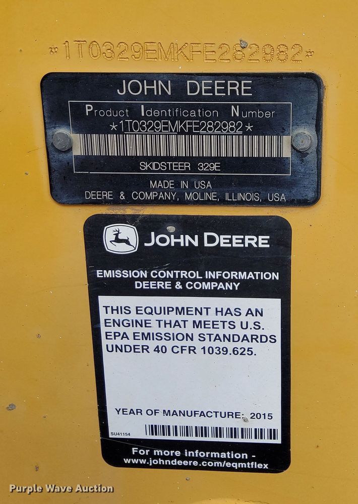image for item EJ6071 2015 John Deere 329E tracked skid steer loader