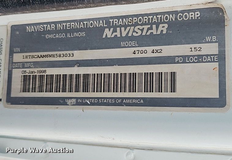 image for item EJ6074 1998 International 4700 dump truck