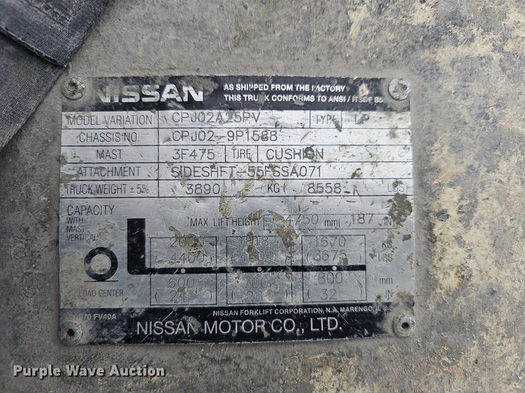 image for item EJ6075 Nissan  CPJ2A25PV forklift