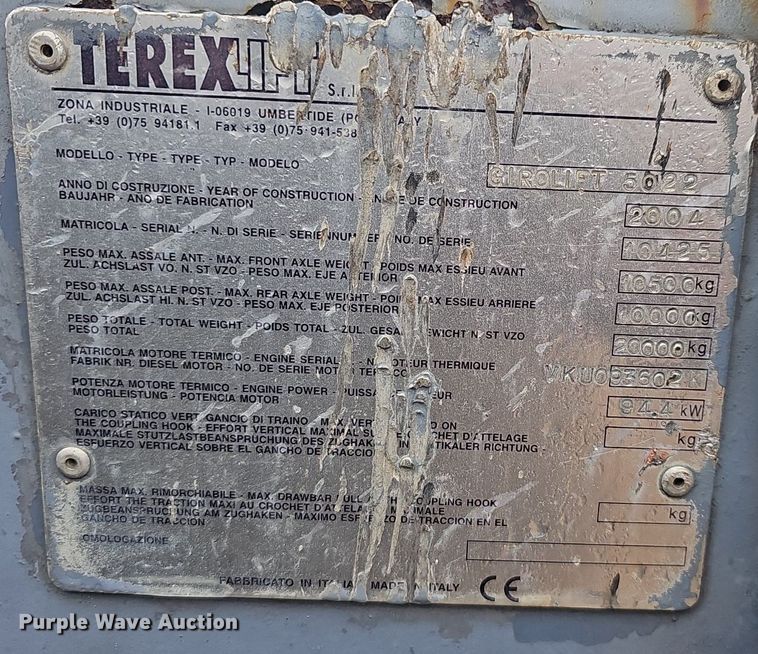 image for item EJ6117 2004 Terex 5022 telehandler