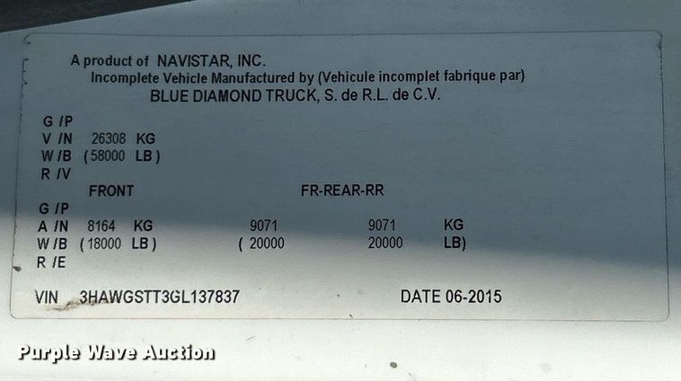 image for item EK4139 2016 International 7400 bucket truck