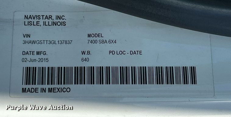 image for item EK4139 2016 International 7400 bucket truck