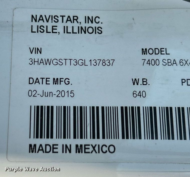 image for item EK4139 2016 International 7400 bucket truck