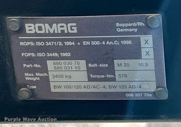 image for item EK4140 2007 Bomag BW120AD-4 double drum vibratory roller