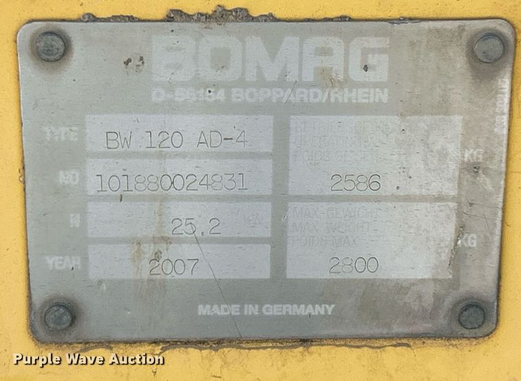 image for item EK4140 2007 Bomag BW120AD-4 double drum vibratory roller