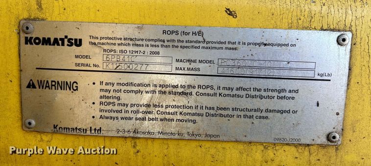 image for item EK4155 2011 Komatsu PC360LC-10 excavator