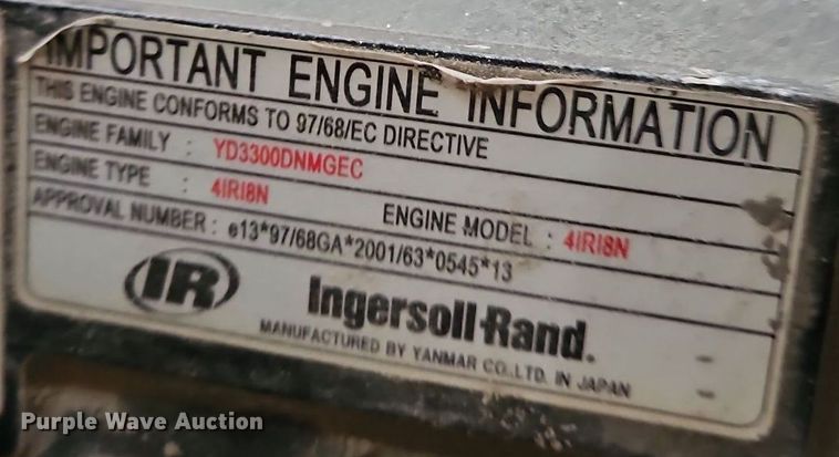 image for item IB9569 2007 Ingersoll Rand P185 air compressor/ sandblaster