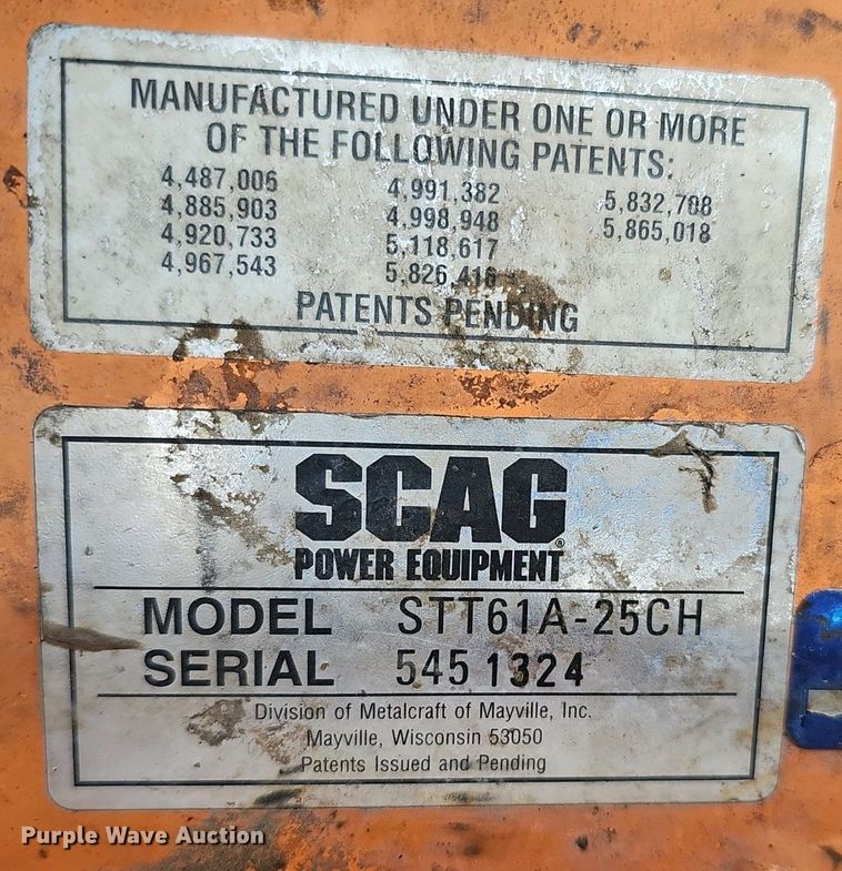 image for item IO9867 Scag STT61A-25CH ZTR lawn mower