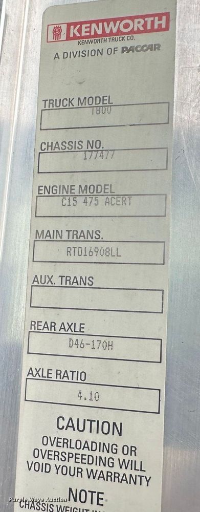 image for item JD9069 2007 Kenworth T800 dump truck