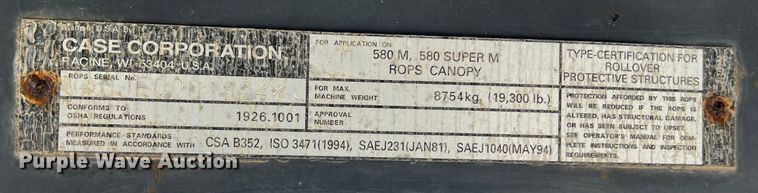 image for item KV9802 2001 Case 580M backhoe