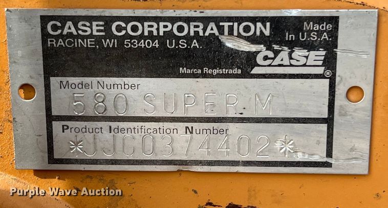 image for item KV9806 2003 Case 580 Super M backhoe