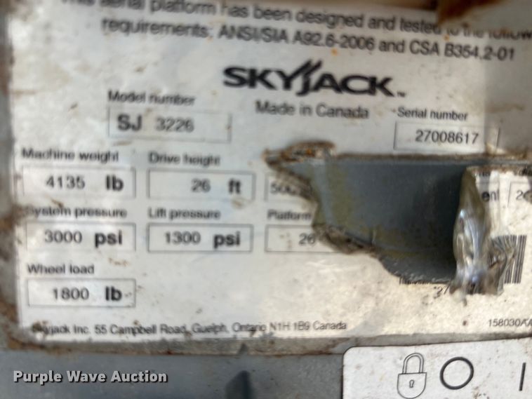 image for item KV9810 Skyjack  SJ 3226 scissor lift