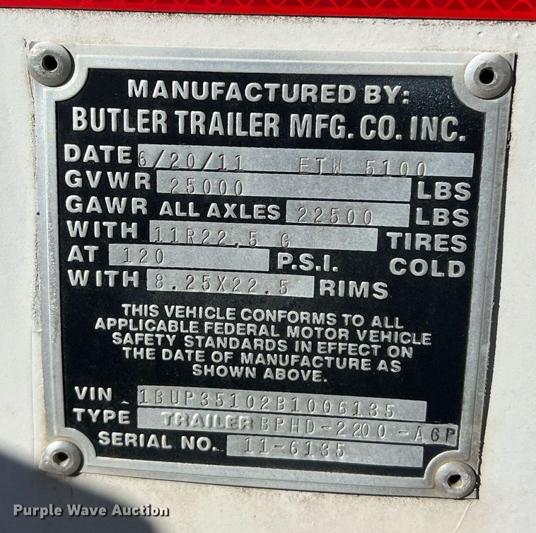 image for item KV9824 2011 Butler pole trailer