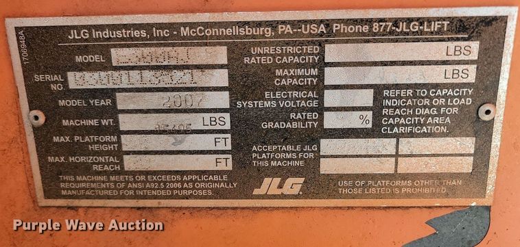 image for item LA9677 2007 JLG E300AJ boom lift