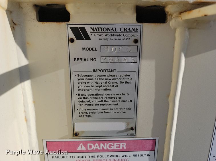 image for item LA9683 National Crane Corporation  Series 800C truck mounted crane