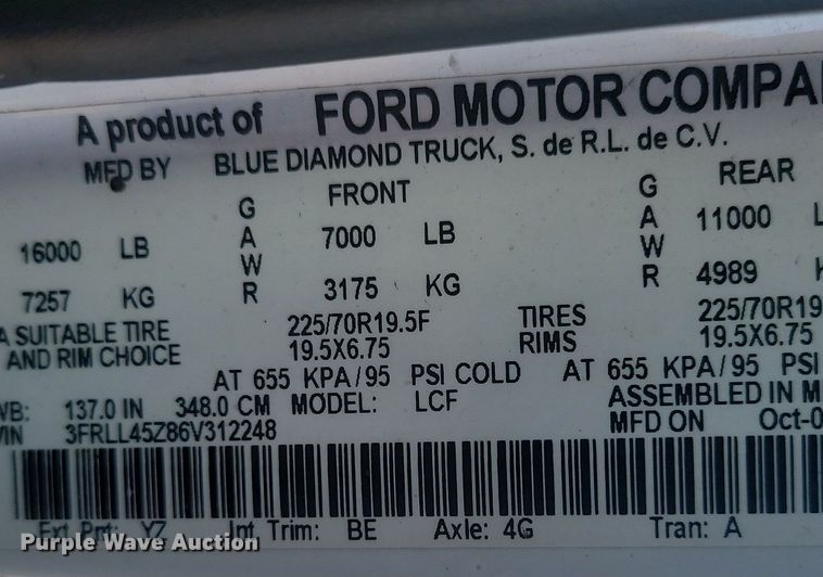 image for item LA9687 2006 Ford  LCF  flatbed truck