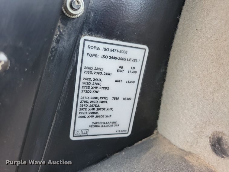 image for item LC9832 2018 Caterpillar 289D tracked skid steer loader