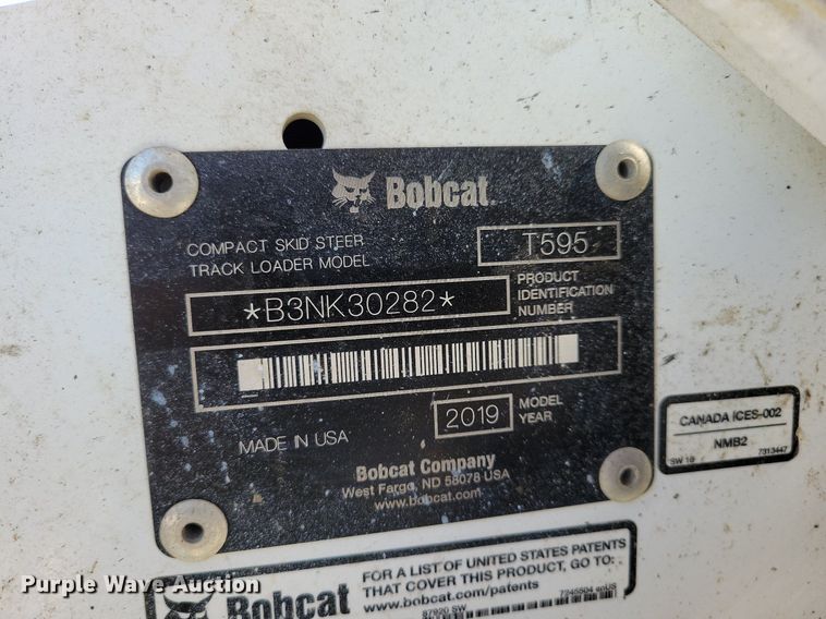image for item LC9840 2019 Bobcat T595 tracked skid steer loader
