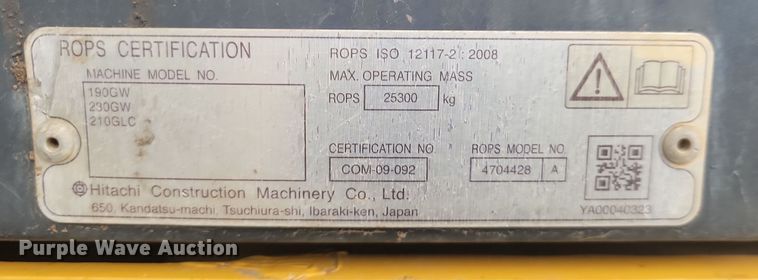 image for item LD9112 2018 John Deere 210G LC excavator