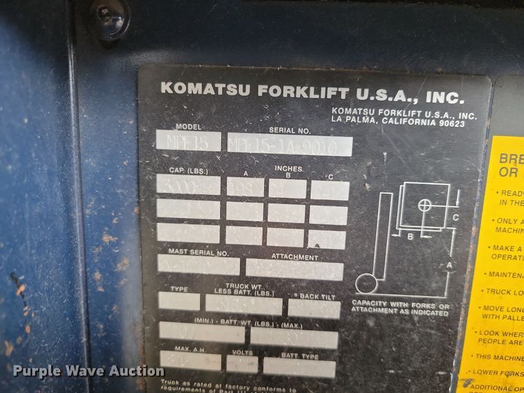image for item LD9115 Komatsu MPF15 forklift
