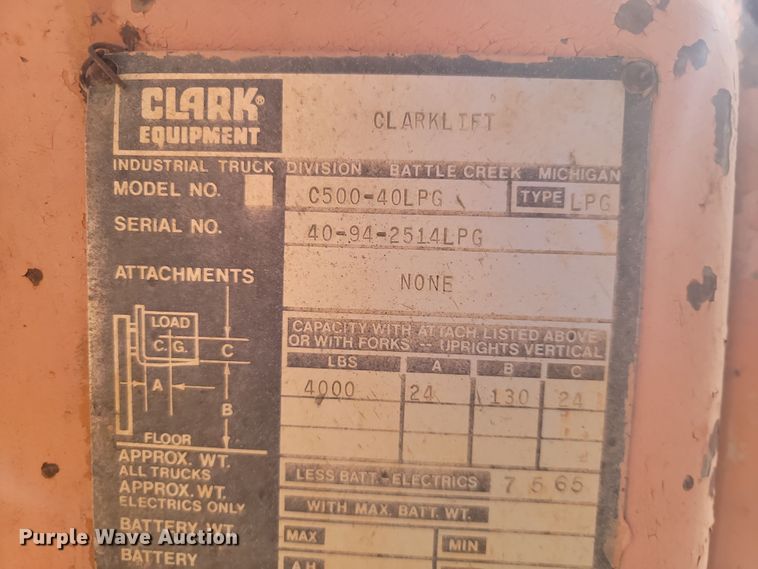 image for item LD9122 Clark C500 forklift