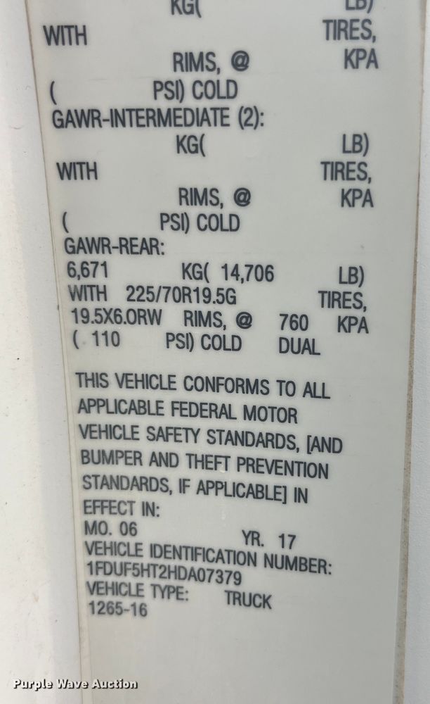 image for item LD9303 2017 Ford F550 Super Duty XL bucket truck