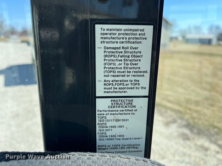 image for item LE9036 2015 John Deere 35G mini excavator