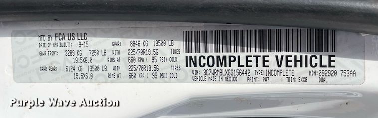 image for item LV9993 2016 Dodge Ram 5500HD bucket truck