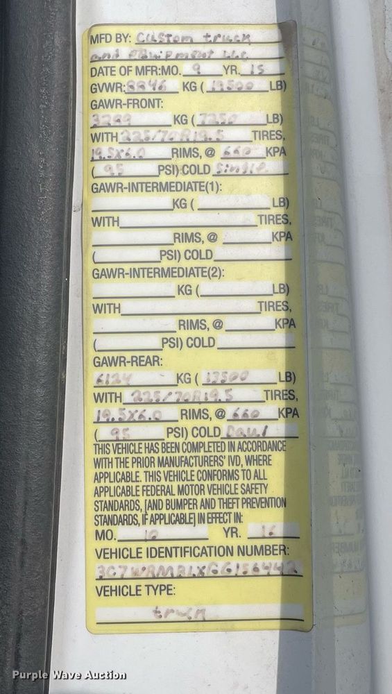 image for item LV9993 2016 Dodge Ram 5500HD bucket truck