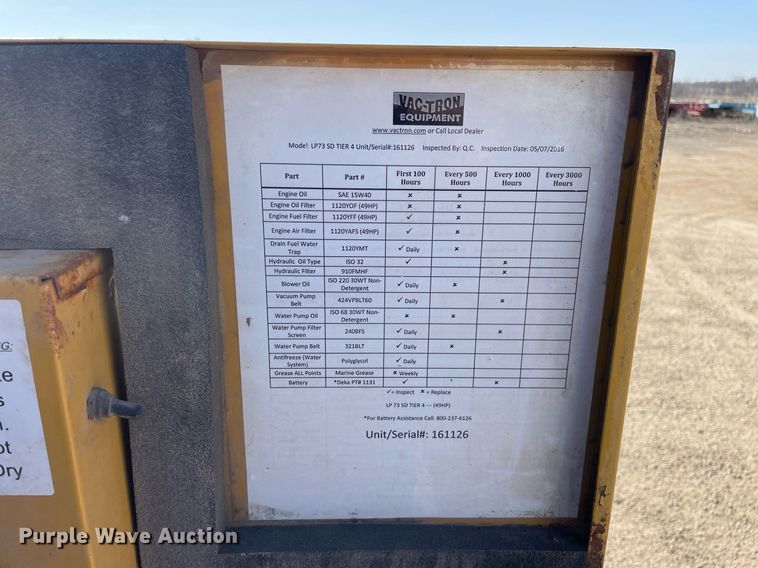 image for item LW9002 2016 Vermeer LP873SDT vacuum excavator