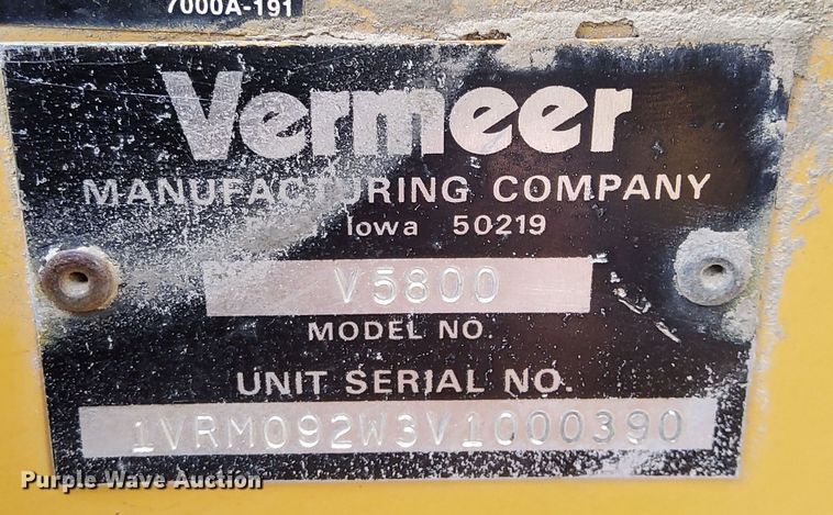 image for item LW9004 1997 Vermeer  V5800 trencher