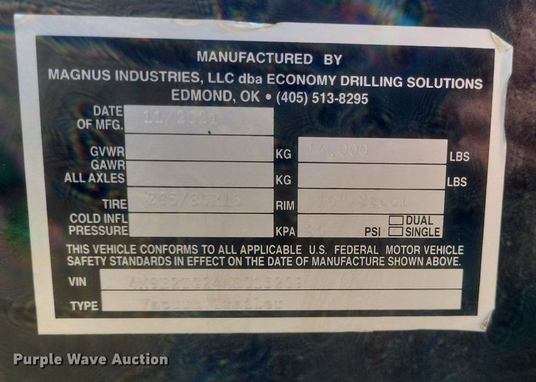 image for item MI9999 2021 Magnus Vac vacuum excavator